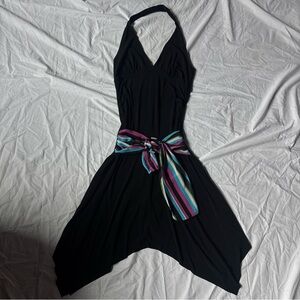 VENUS 90s Black Asymmetrical Dress with belt